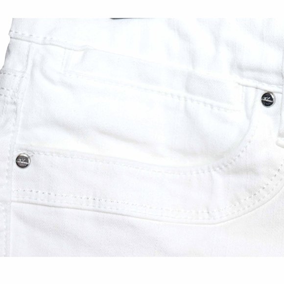 Amazing WHBM Blanc White Denim Raw Hem Cuffs Capri Jeans Size 10 GUC - Picture 3 of 14